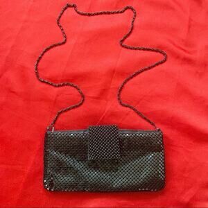 Vintage Black Rectangular Metallic Mesh Shoulder Bag